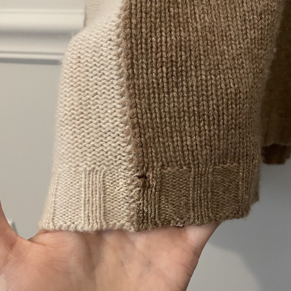 James Perse 100% Cashmere Poncho Sweater Tan Size S Oversized Quiet Luxury READ - Picture 7 of 10